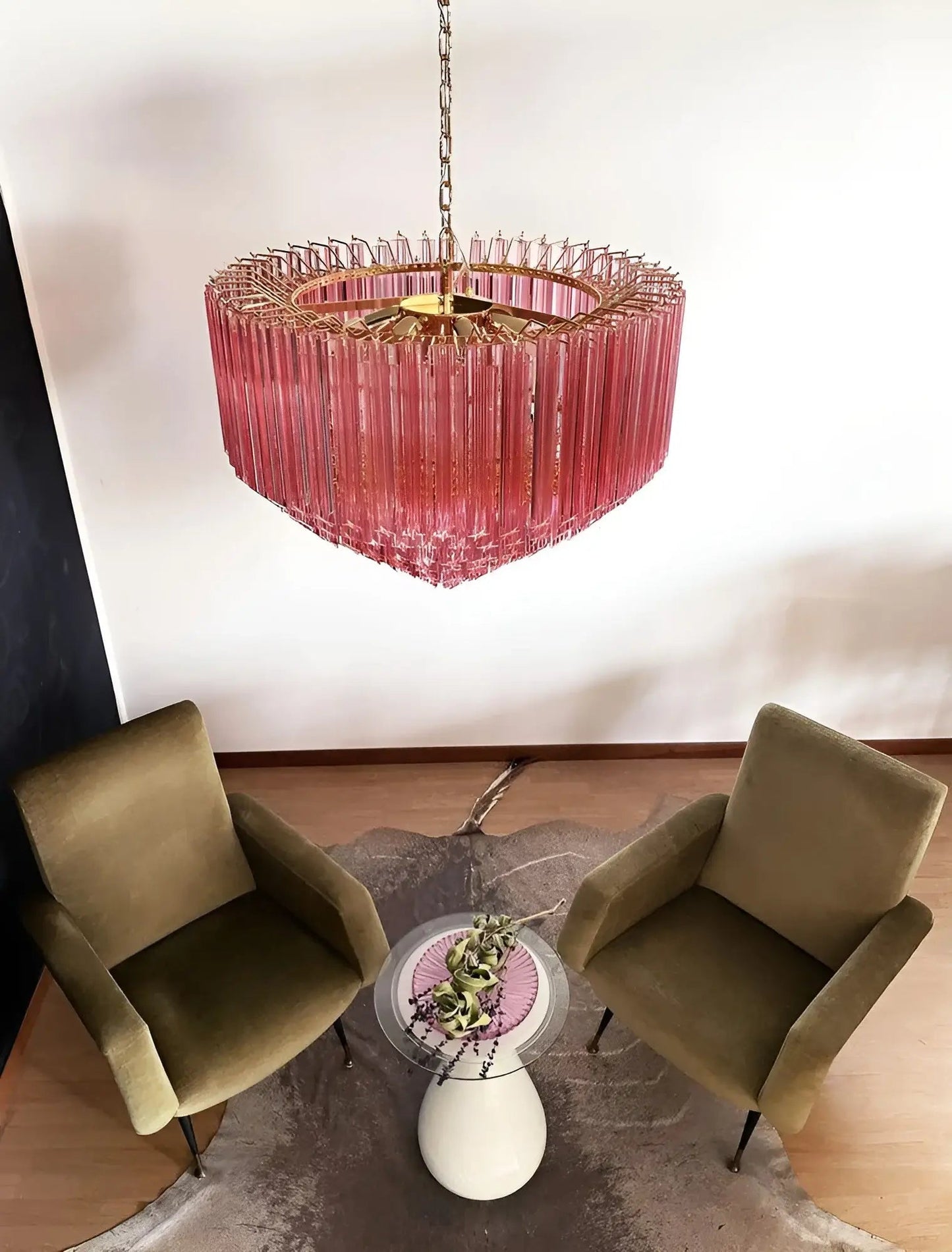 Prism Pink Glass Chandelier