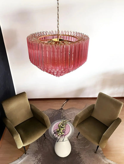 Prism Pink Glass Chandelier