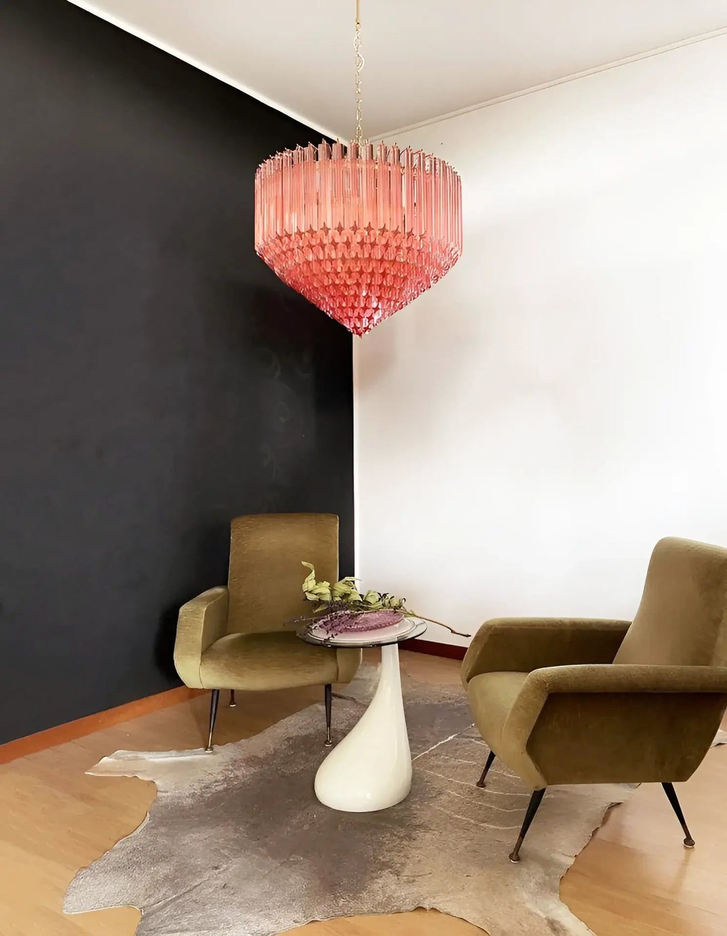 Prism Pink Glass Chandelier