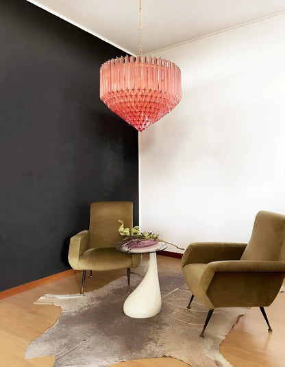 Prism Pink Glass Chandelier