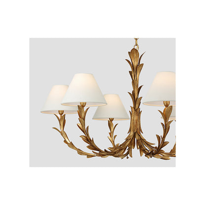 Provenz 32" 6 Light Chandelier In Plaster White With Linen Shades
