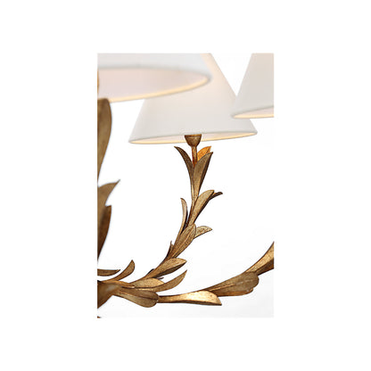 Provenz 32" 6 Light Chandelier In Plaster White With Linen Shades