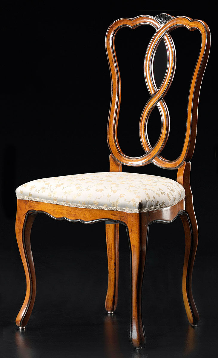 Queen Anne Back Side Chair in Beige/Brown
