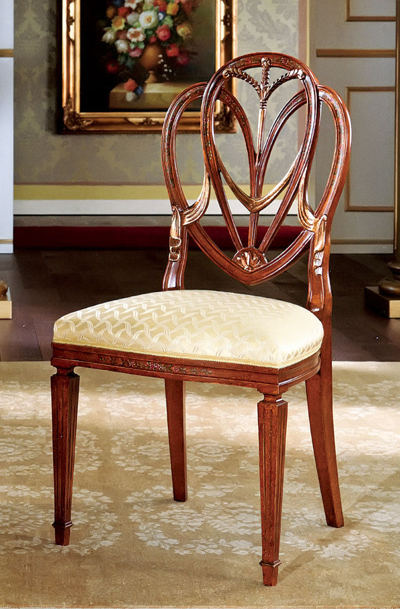 Queen Anne Back Side Chair in Beige/Brown