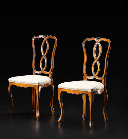 Queen Anne Back Side Chair in Beige/Brown