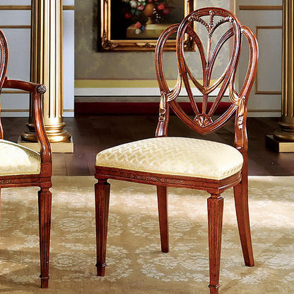 Queen Anne Back Side Chair in Beige/Brown