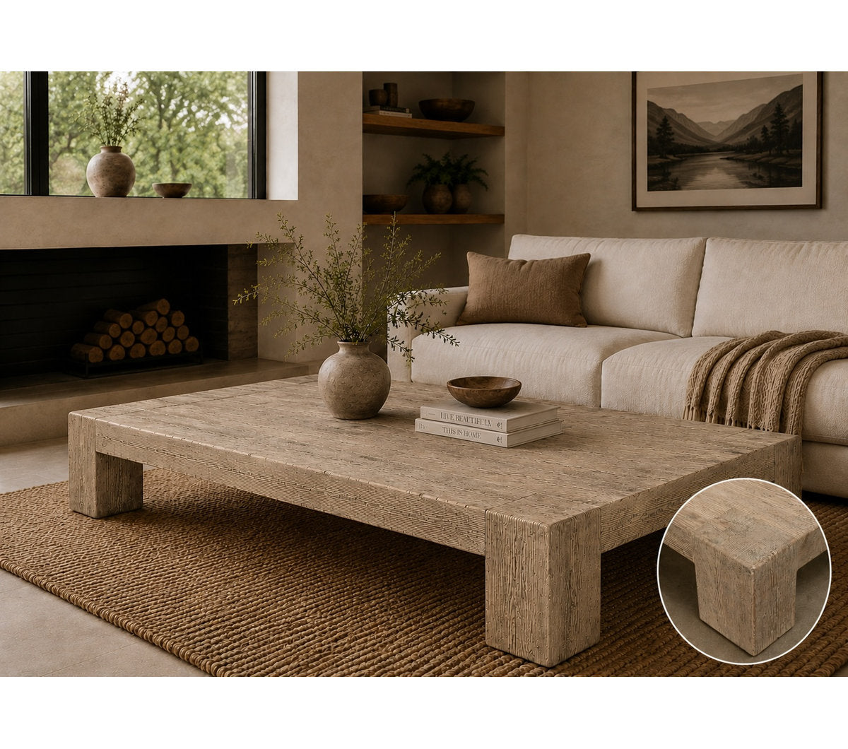 Ravello Extra Large Coffee Table 81Wx56Dx17H Weathered Gray