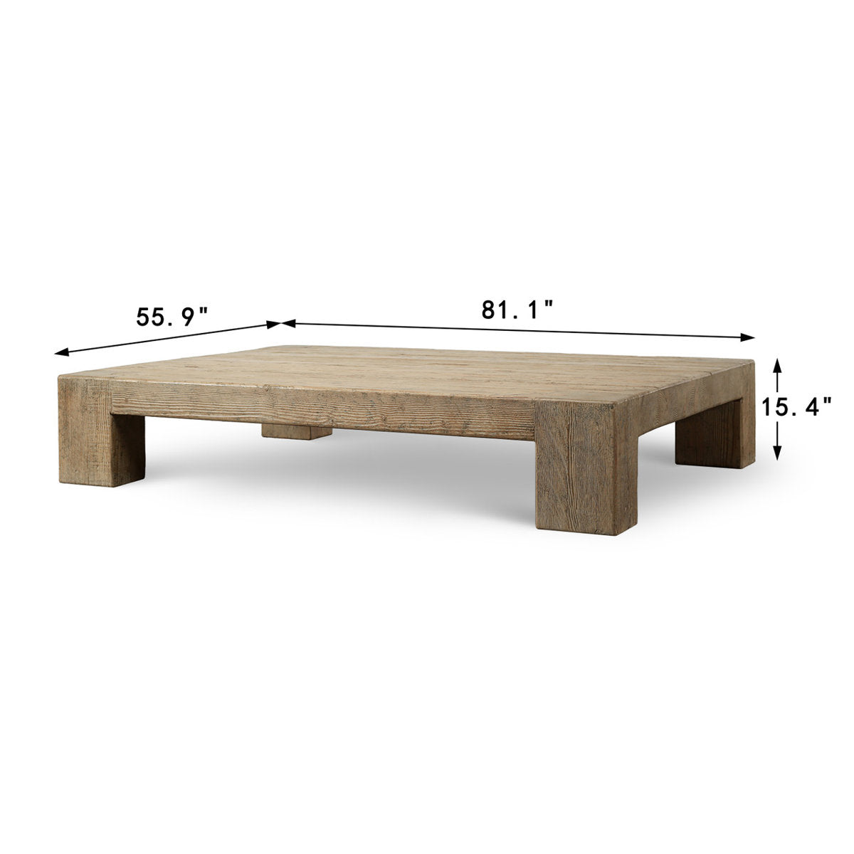 Ravello Extra Large Coffee Table 81Wx56Dx17H Weathered Gray