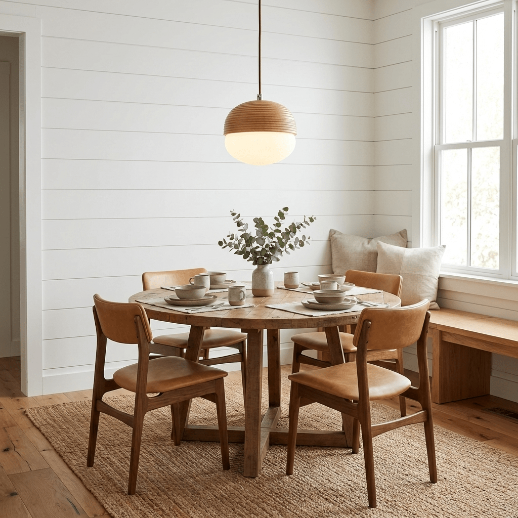 Ribbed Wood Globe Pendant Light