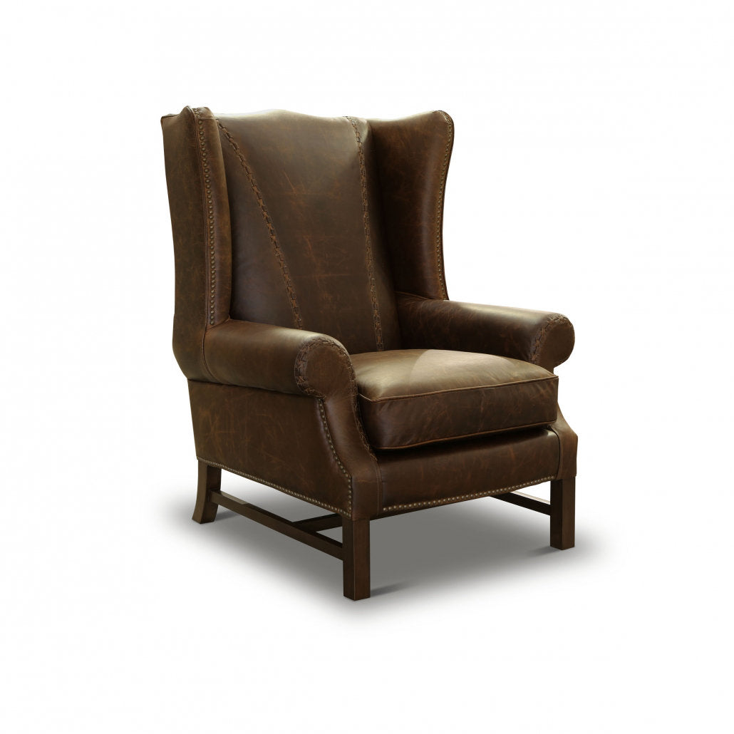 Rodolfo Leather Wingback Chair Chair with Ottoman