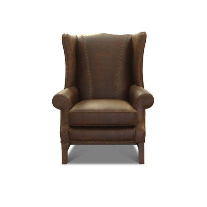 Rodolfo Leather Wingback Chair Chair with Ottoman