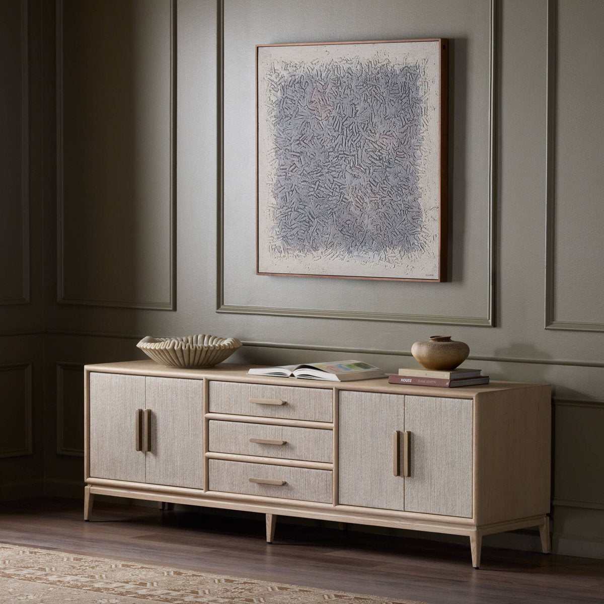 Rosenell Media Console-Oak Solid
