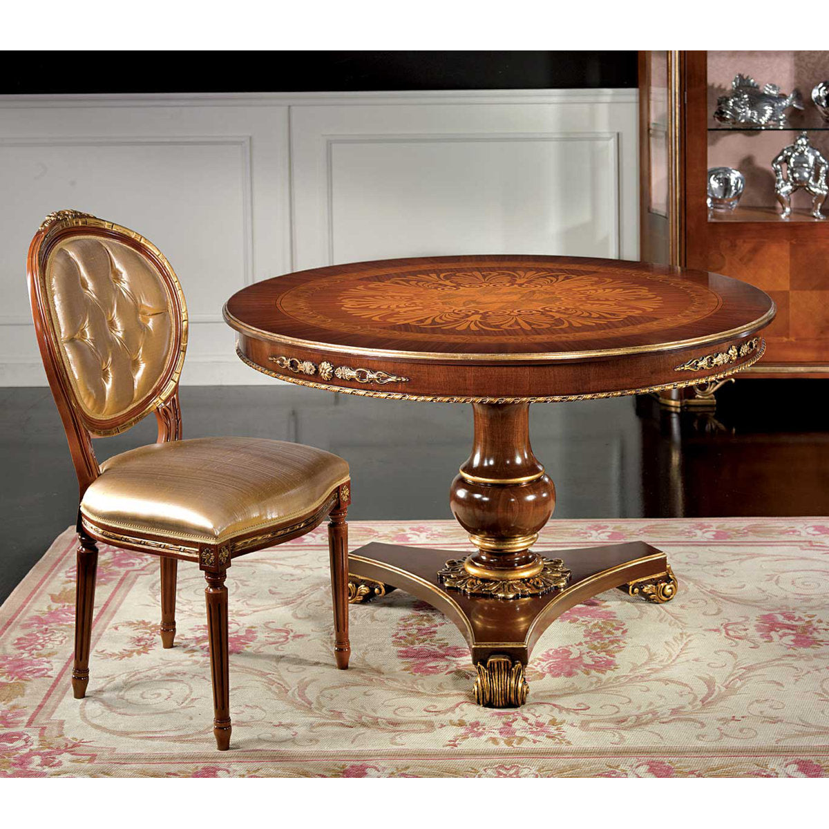 Rosewood Solid Wood Pedestal Dining Table