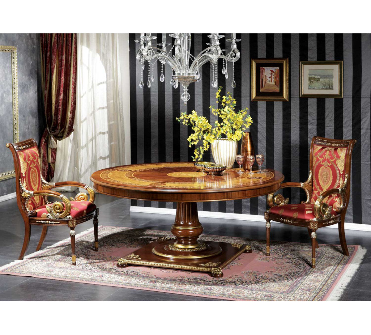 Rosewood Solid Wood Pedestal Dining Table