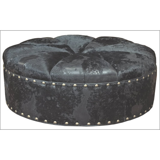 Round Leather Ottoman