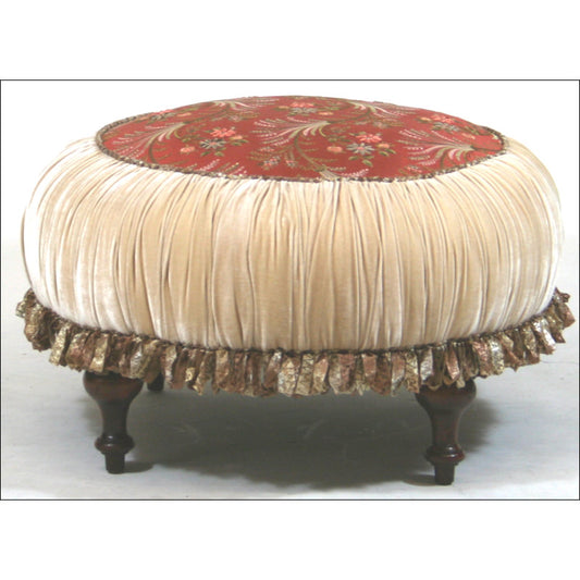 Round Leather Ottoman