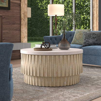 Round Teeter Totter Stone Cocktail Table