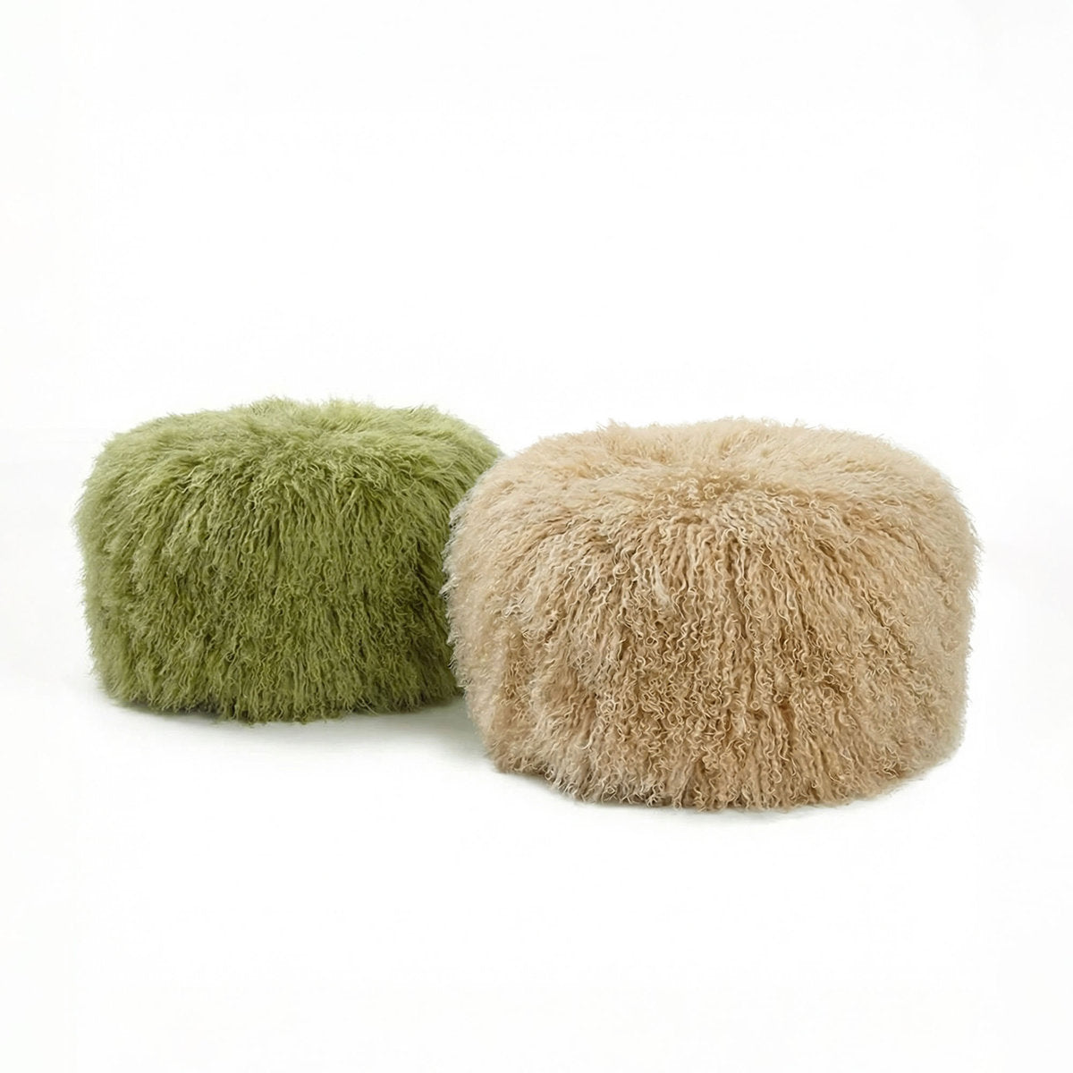 Round Tibetan Lamb Sheepskin Ottoman