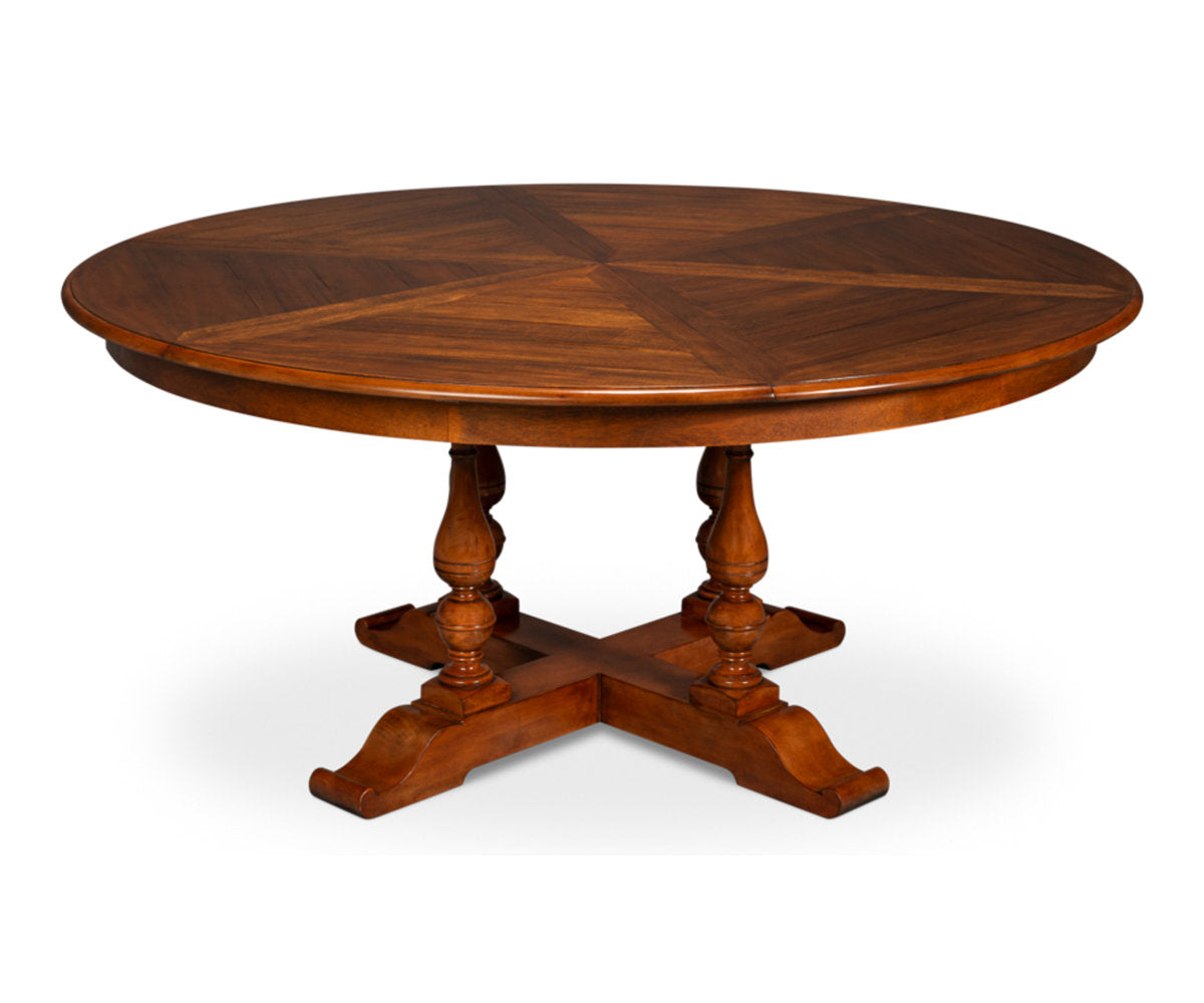 Round Walnut Wood Dining Table