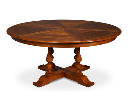 Round Walnut Wood Dining Table