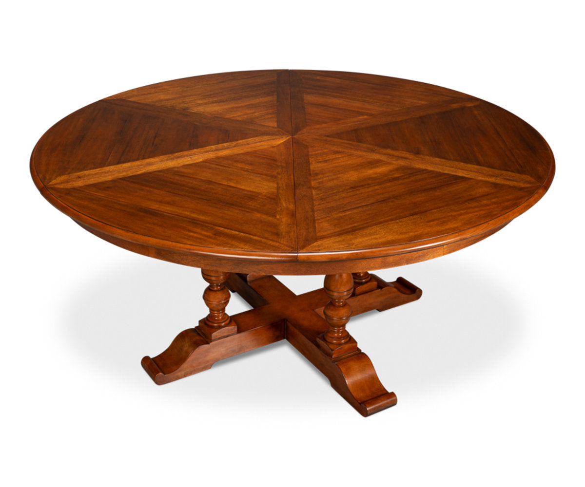 Round Walnut Wood Dining Table