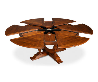 Round Walnut Wood Dining Table