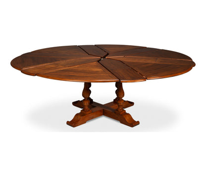 Round Walnut Wood Dining Table