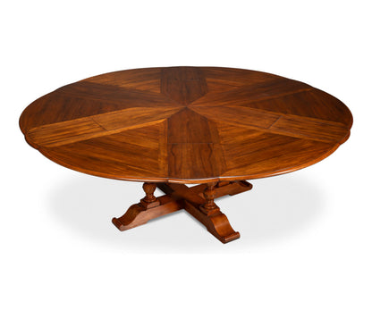 Round Walnut Wood Dining Table