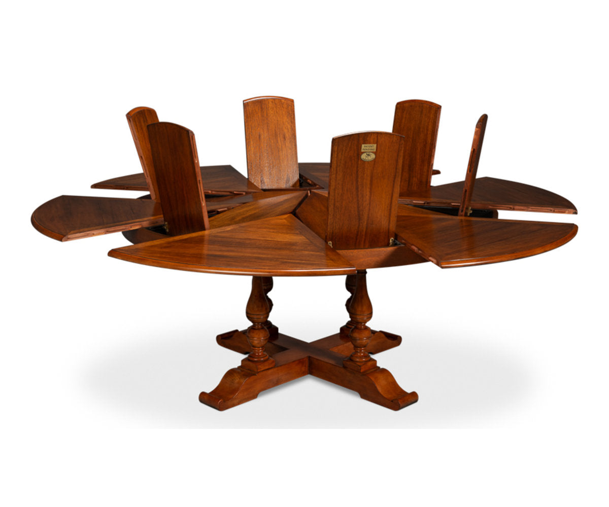 Round Walnut Wood Dining Table