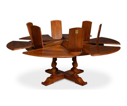 Round Walnut Wood Dining Table