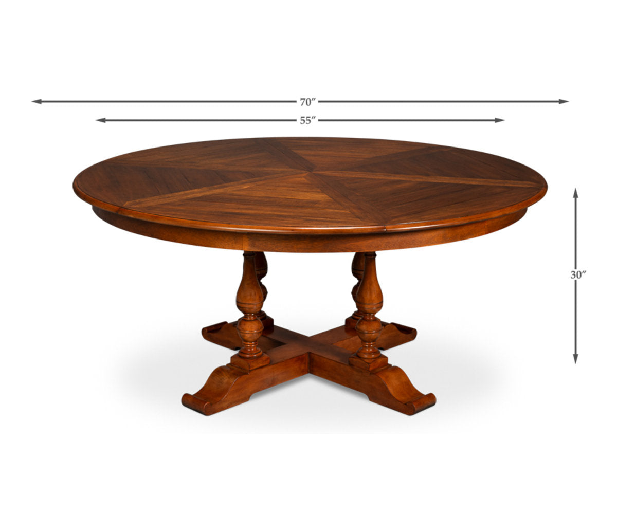 Round Walnut Wood Dining Table