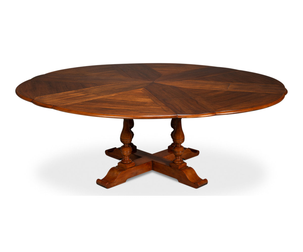 Round Walnut Wood Dining Table
