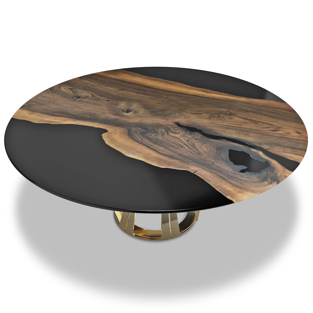 Round Walnut Wood Dining Table
