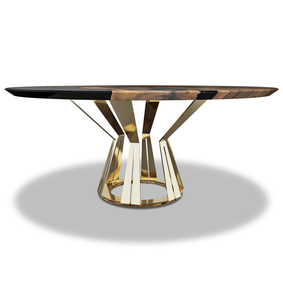 Round Walnut Wood Dining Table