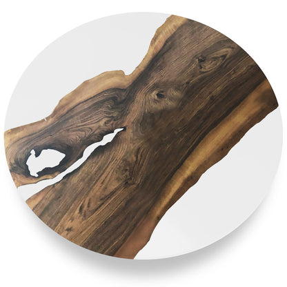 Round Walnut Wood Dining Table