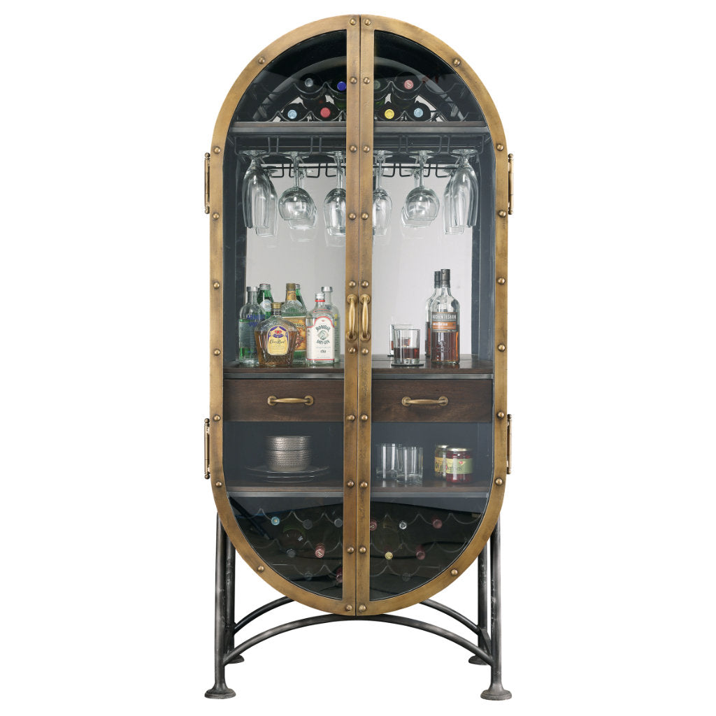 Rustic Modern Wine & Bar Accent Cabinet with LED Lighting