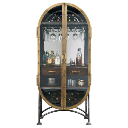 Rustic Modern Wine & Bar Accent Cabinet with LED Lighting