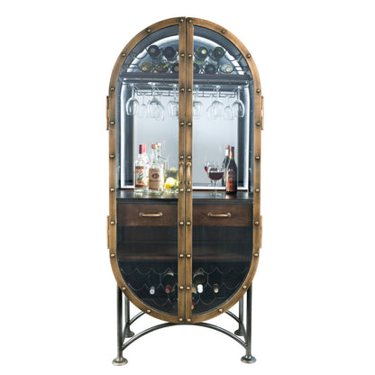 Rustic Modern Wine & Bar Accent Cabinet with LED Lighting