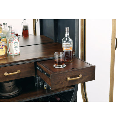 Rustic Modern Wine & Bar Accent Cabinet with LED Lighting