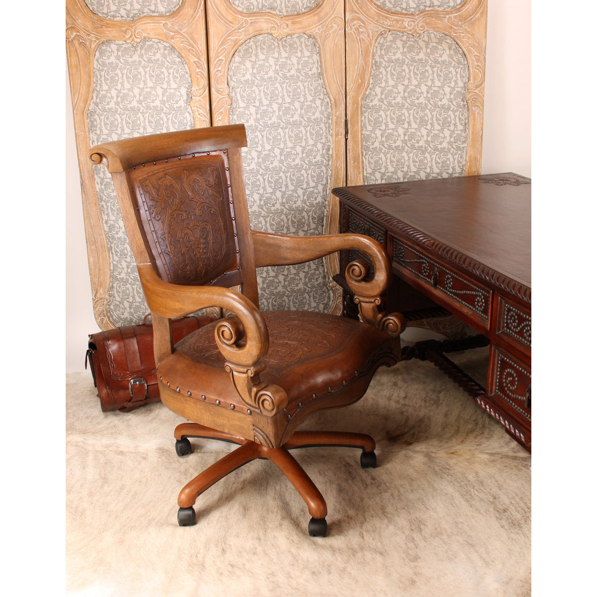 Sammy Leather Swivel Side Chair