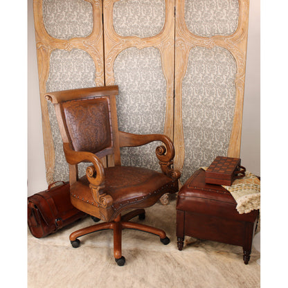 Sammy Leather Swivel Side Chair