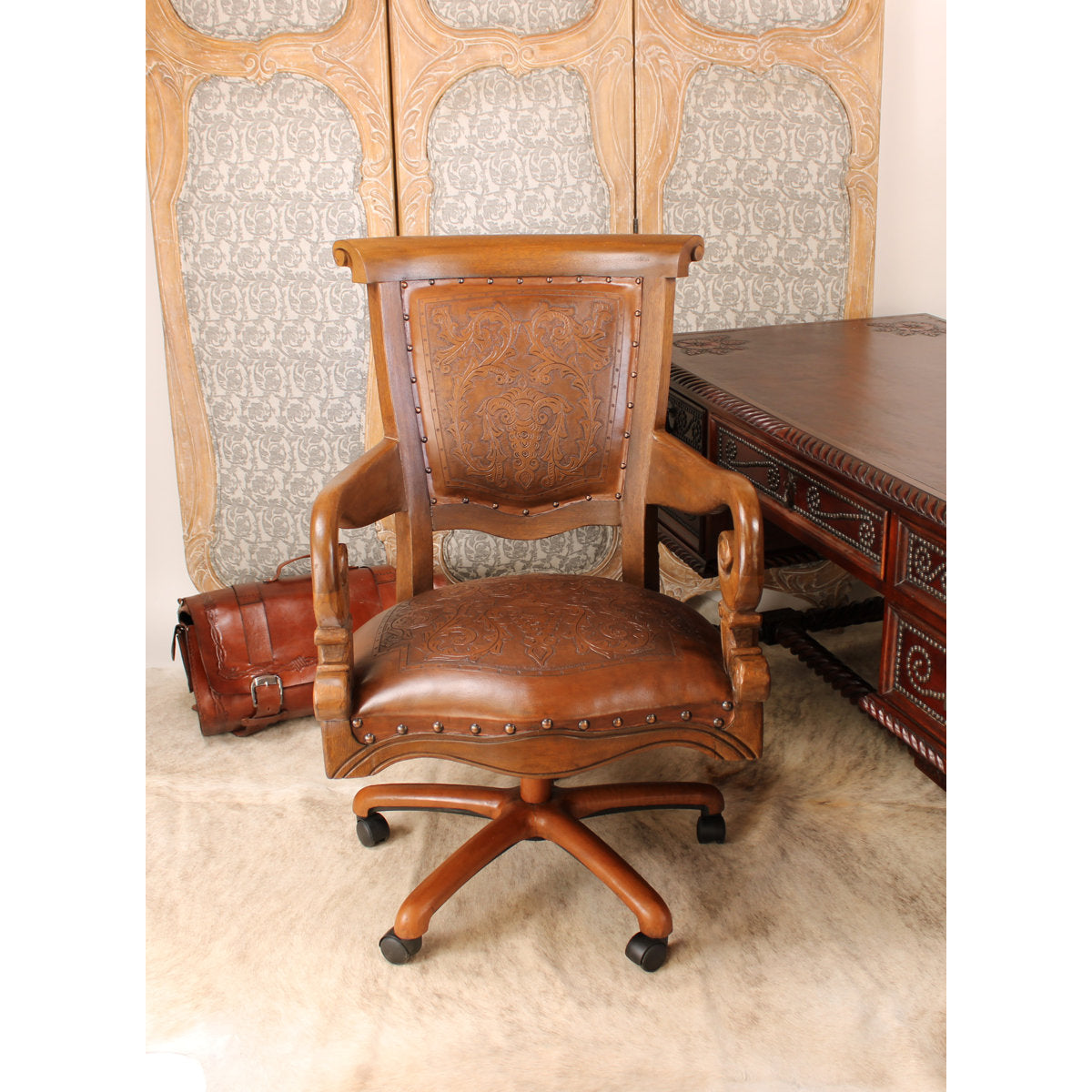 Sammy Leather Swivel Side Chair