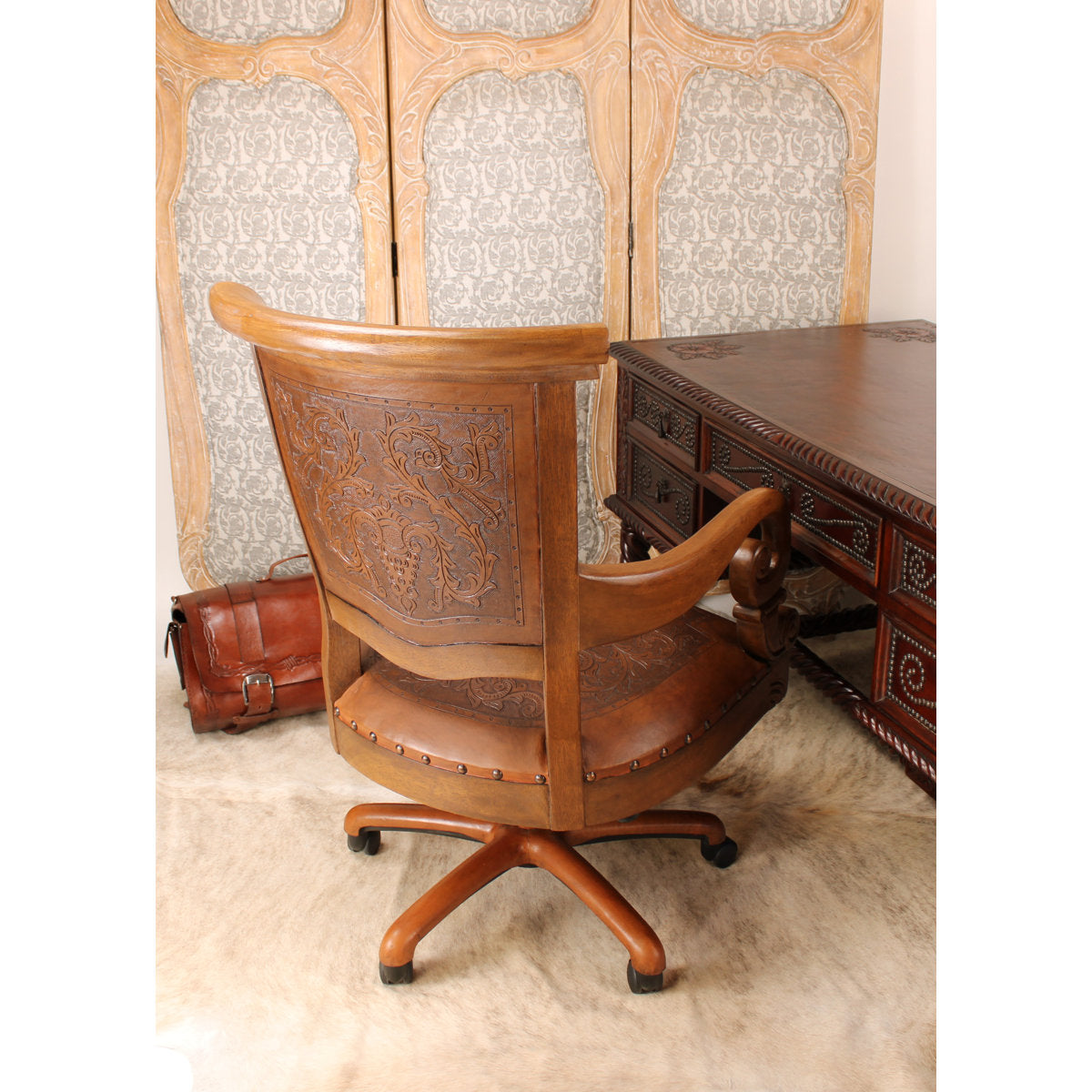 Sammy Leather Swivel Side Chair