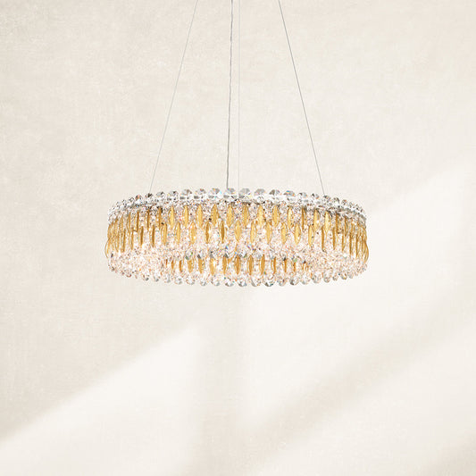 Sarella 12 Light 24in Round Chandelier in Black with Clear Radiance Crystals