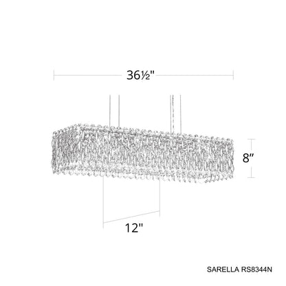 Sarella 13 Light 37in x 12in Rectangular Chandelier in Heirloom Gold with Clear Heritage Handcut Crystals
