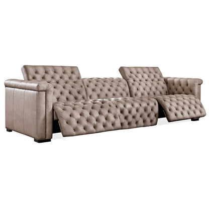 Savion Grandier Leather Symmetrical Reclining Sectional
