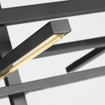 Sean Lavin Cityscape 6-light Stacked X-Large Linear Chandelier in Bronze with Crystal shade