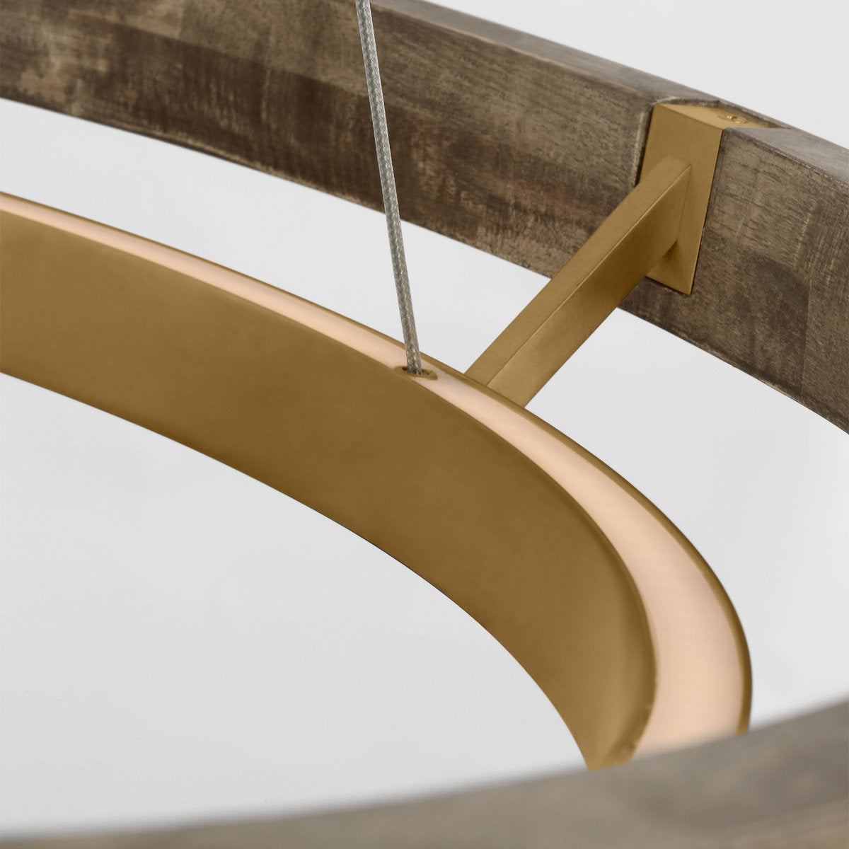 Sean Lavin Grace LED 30'' dimmable chandelier in natural brass and weathered oak wood finish