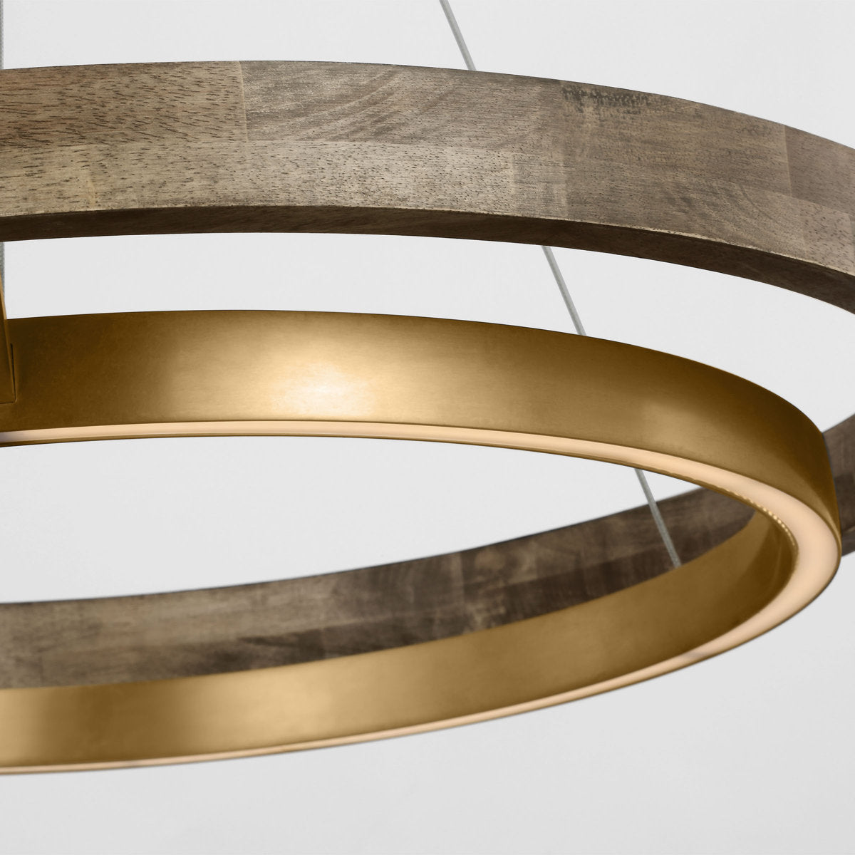 Sean Lavin Grace LED 30'' dimmable chandelier in natural brass and weathered oak wood finish