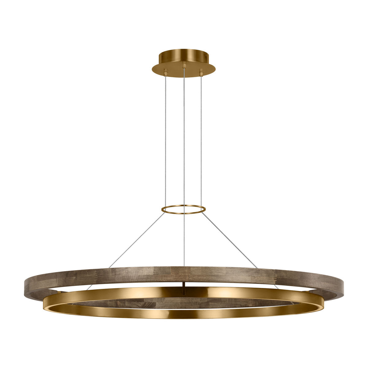 Sean Lavin Grace LED 48'' dimmable chandelier in natural brass and weathered oak wood finish